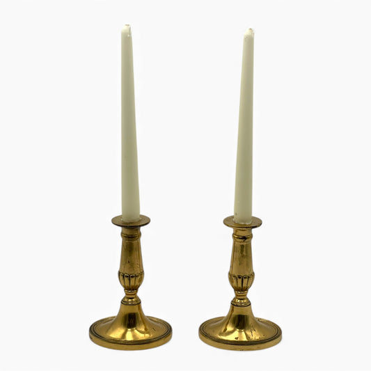 Pair of Antique English brass candlesticks (oval)
