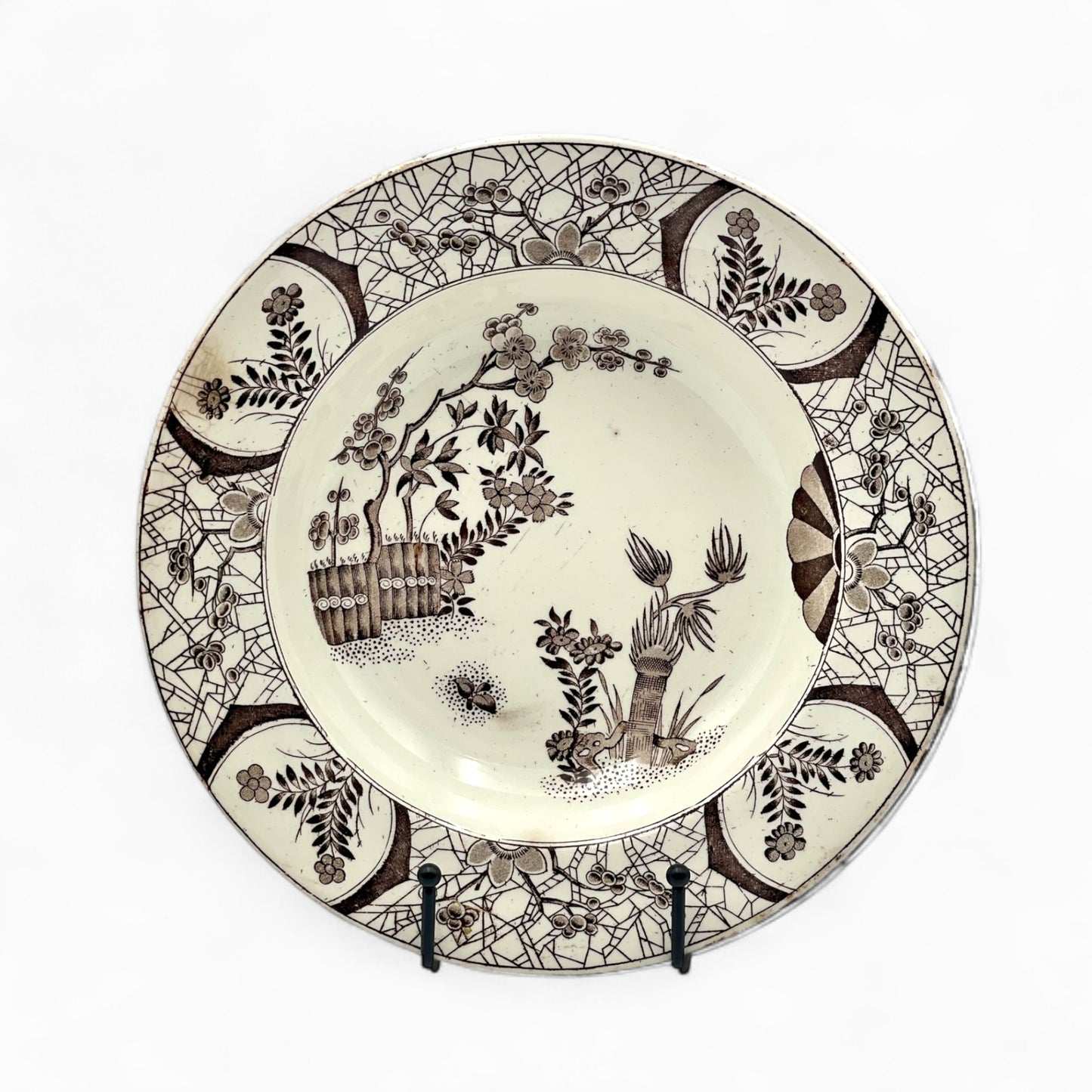 Antique 1880-1900 brown transferware plate