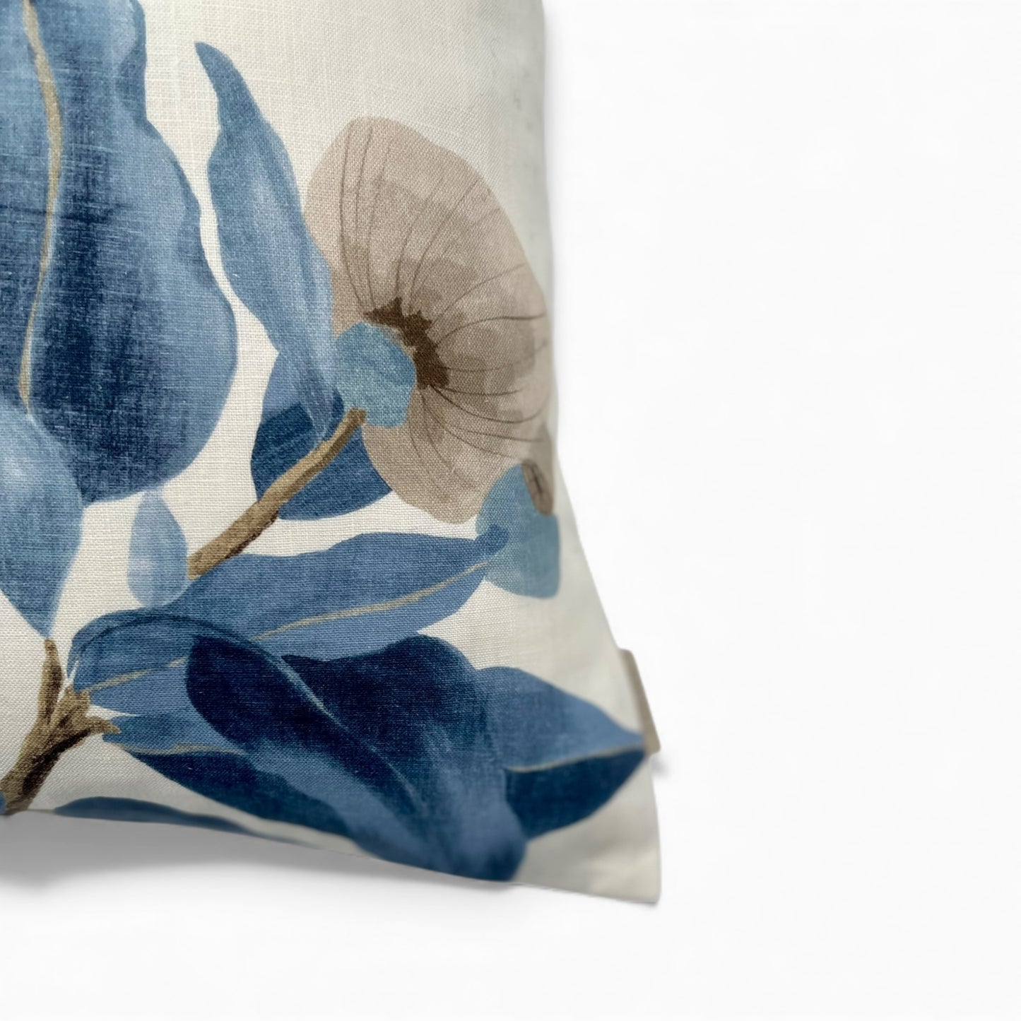 Pillow made with white and blue Anna French fabric