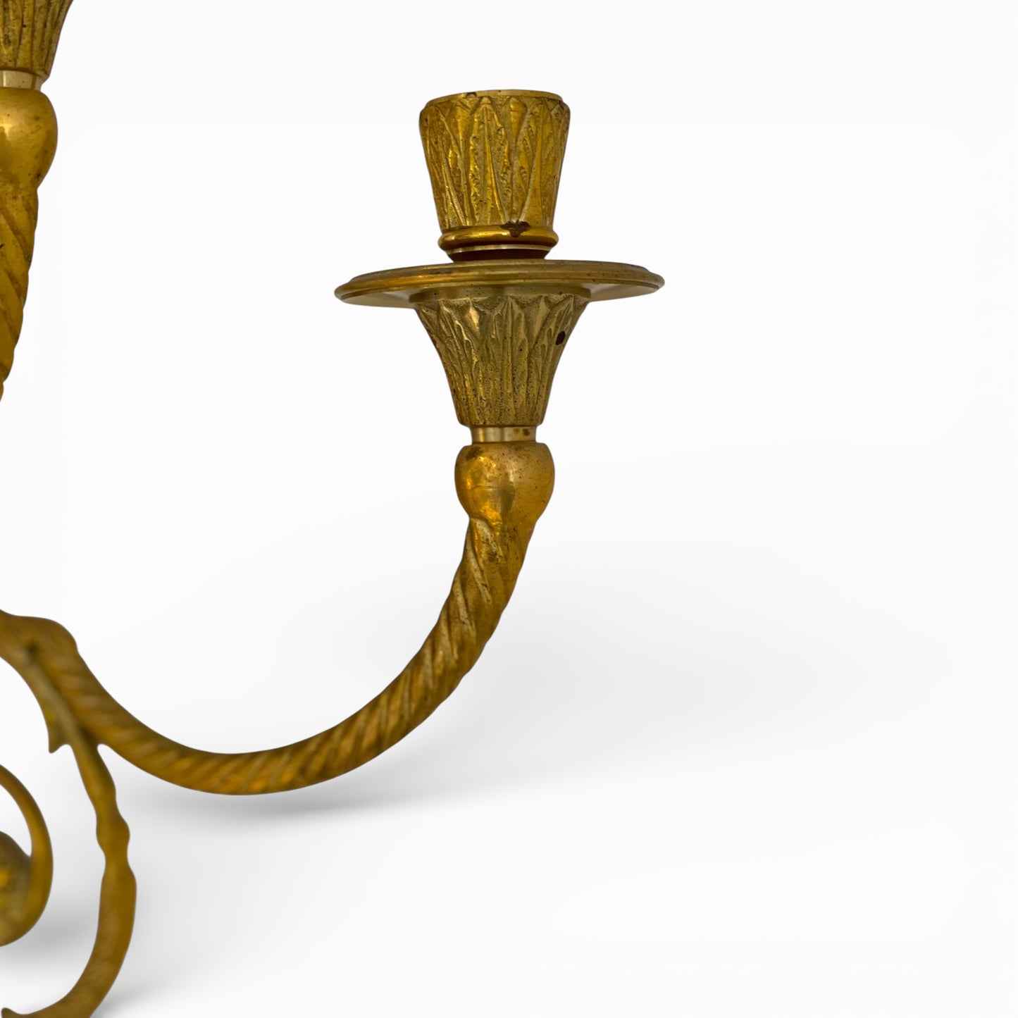 Pair of vintage French gilded bronze five-arm wall sconces