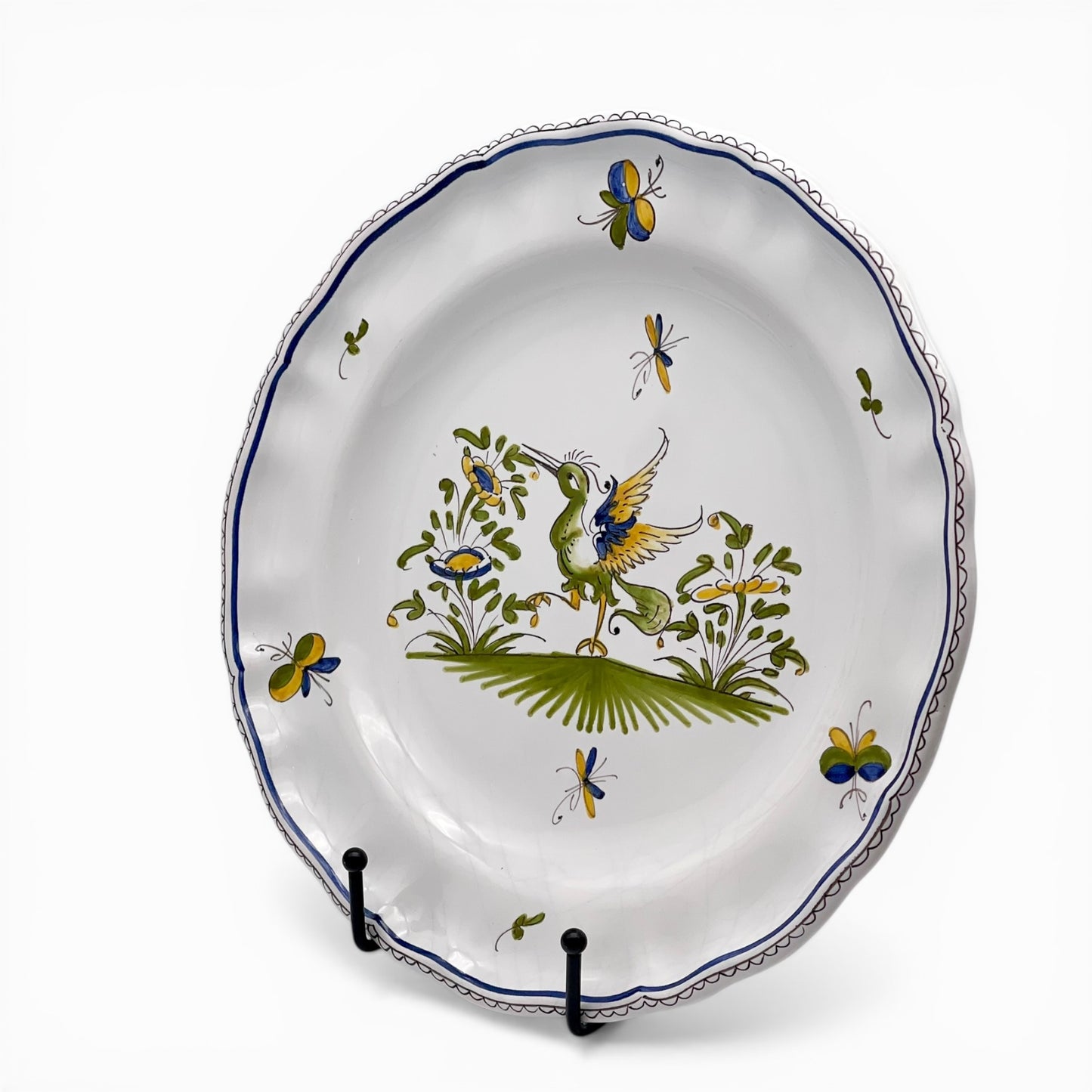 Hand-painted French faience decorative plate