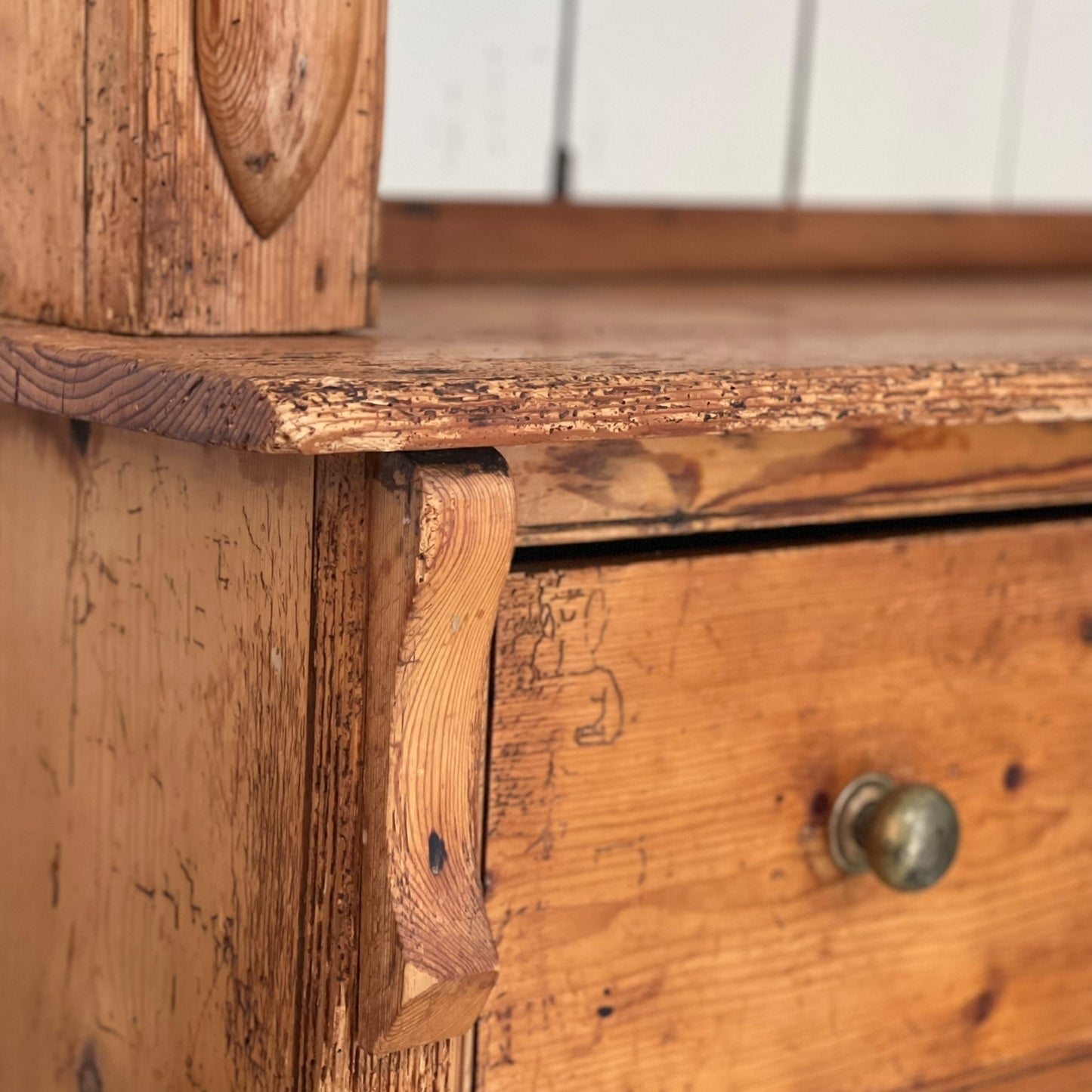 Antique English pine hutch