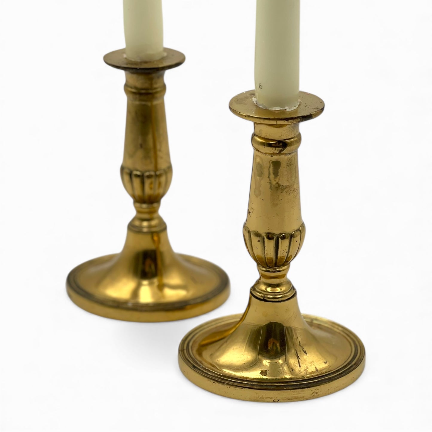 Pair of Antique English brass candlesticks (oval)