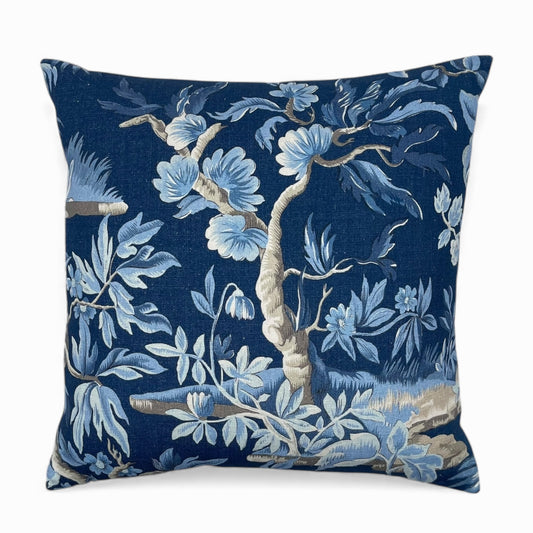 Pillow made with blue Anna French fabric