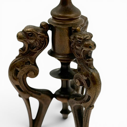 Antique pair of French Empire bronze candlesticks