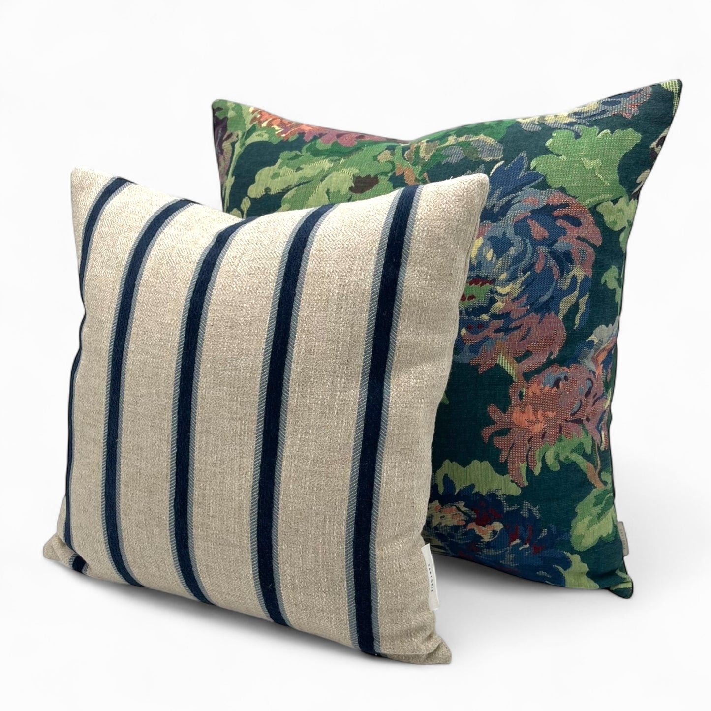 Pillow with velvet stripes