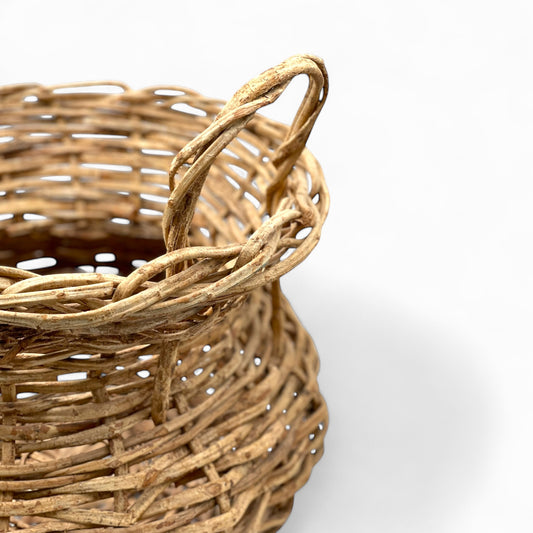 Vintage handmade large wicker basket