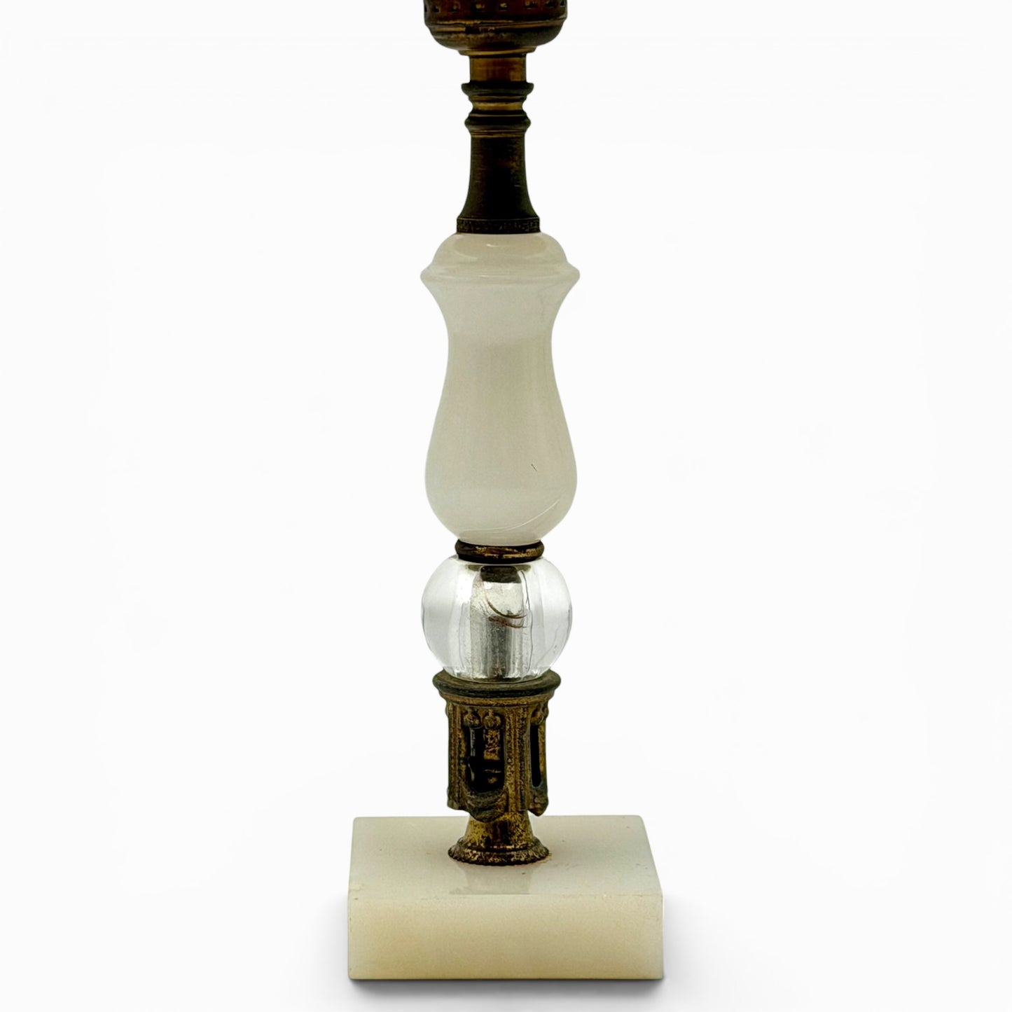 Pair of Vintage French table lamps with marble, albaster and glass accents