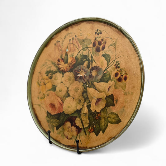 Decorative vintage floral metal tray