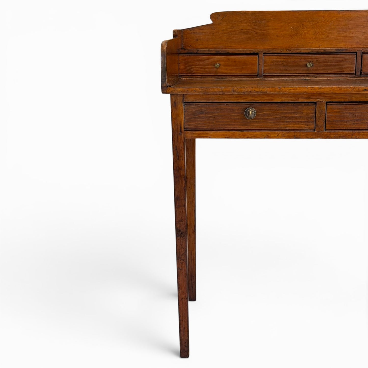 Antique English writing desk with gallery