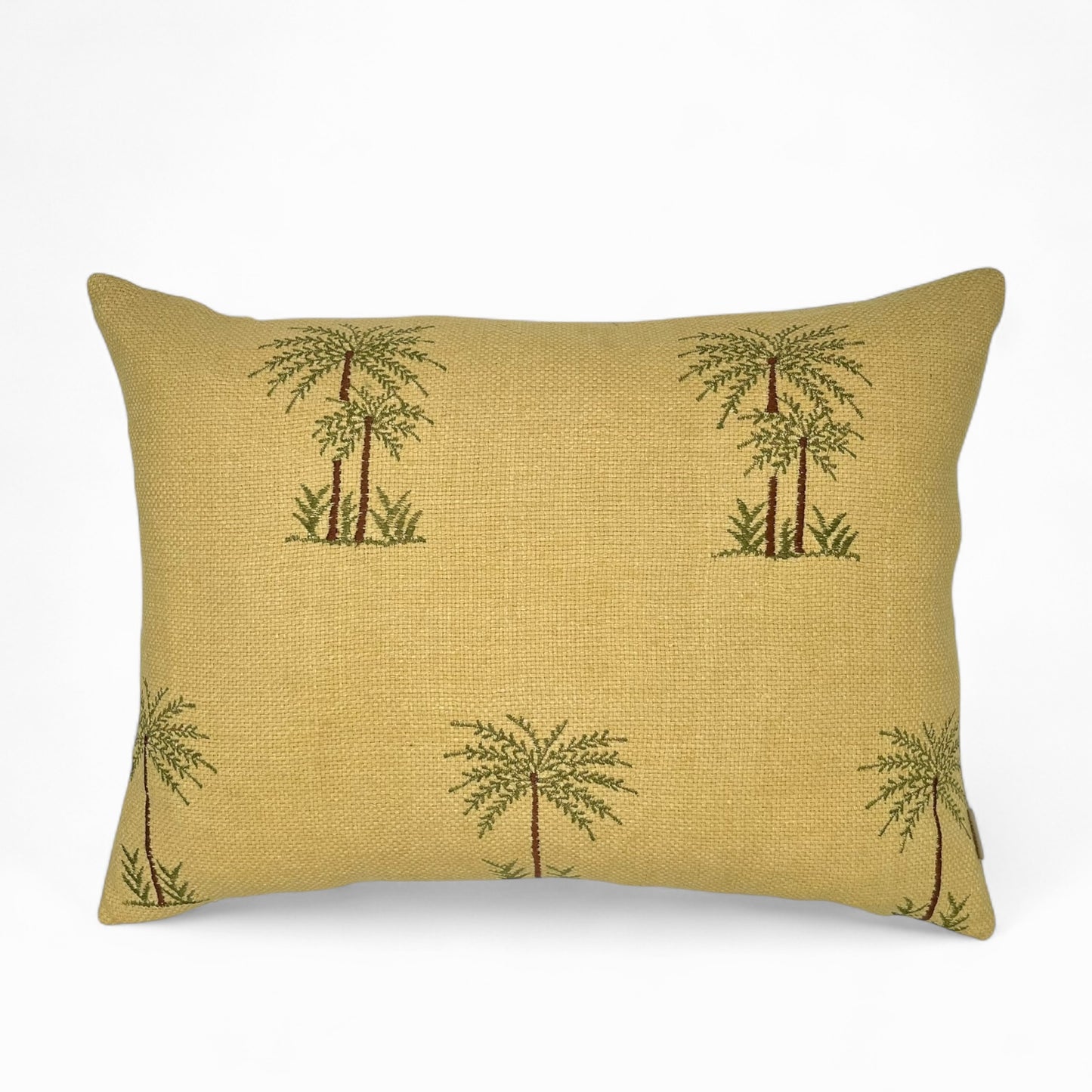 Pillow in vintage yellow embroidered Silk Burette and natural back