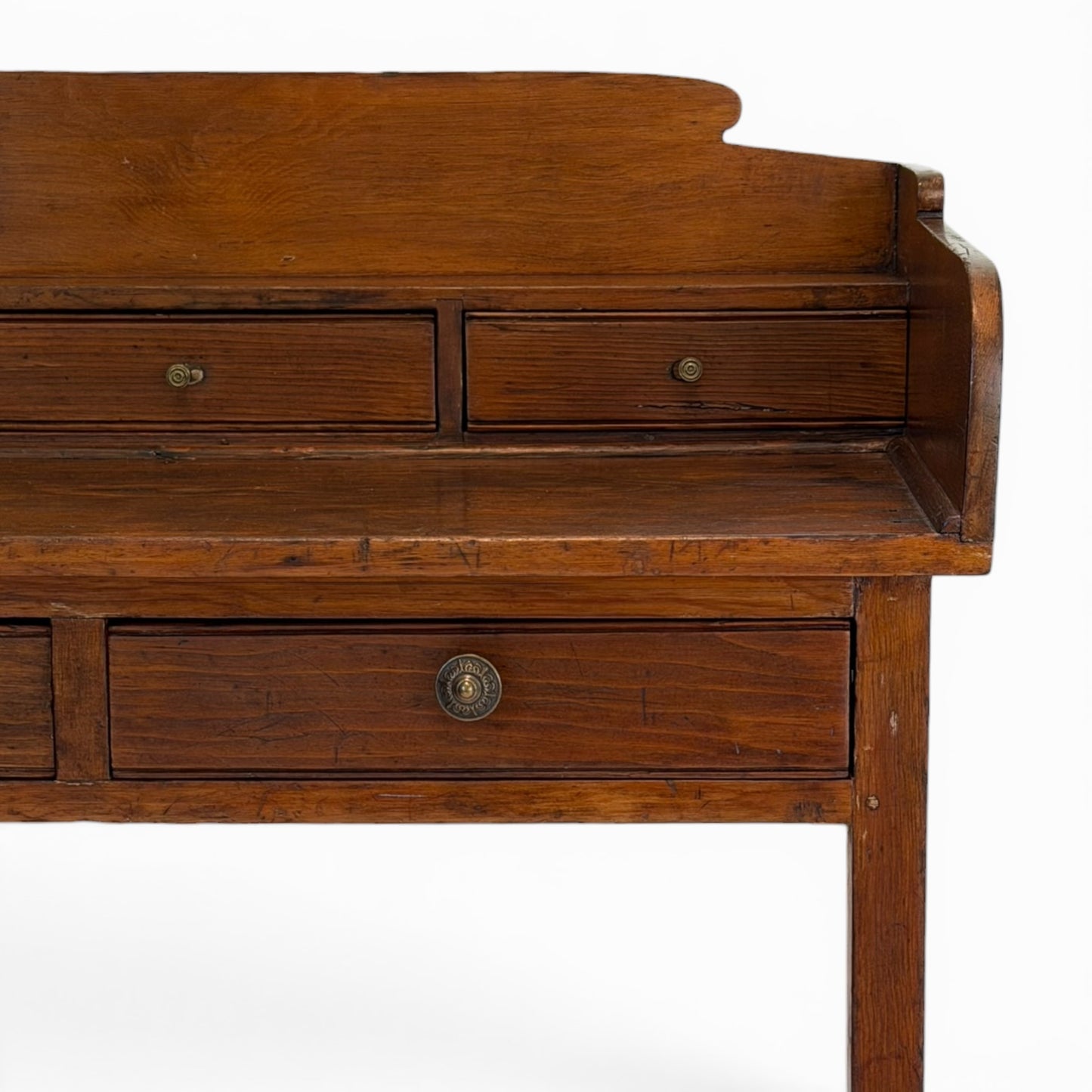 Antique English writing desk with gallery