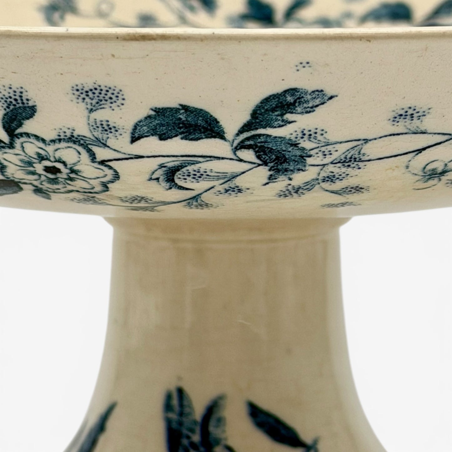 Antique French blue and white transferware compotier