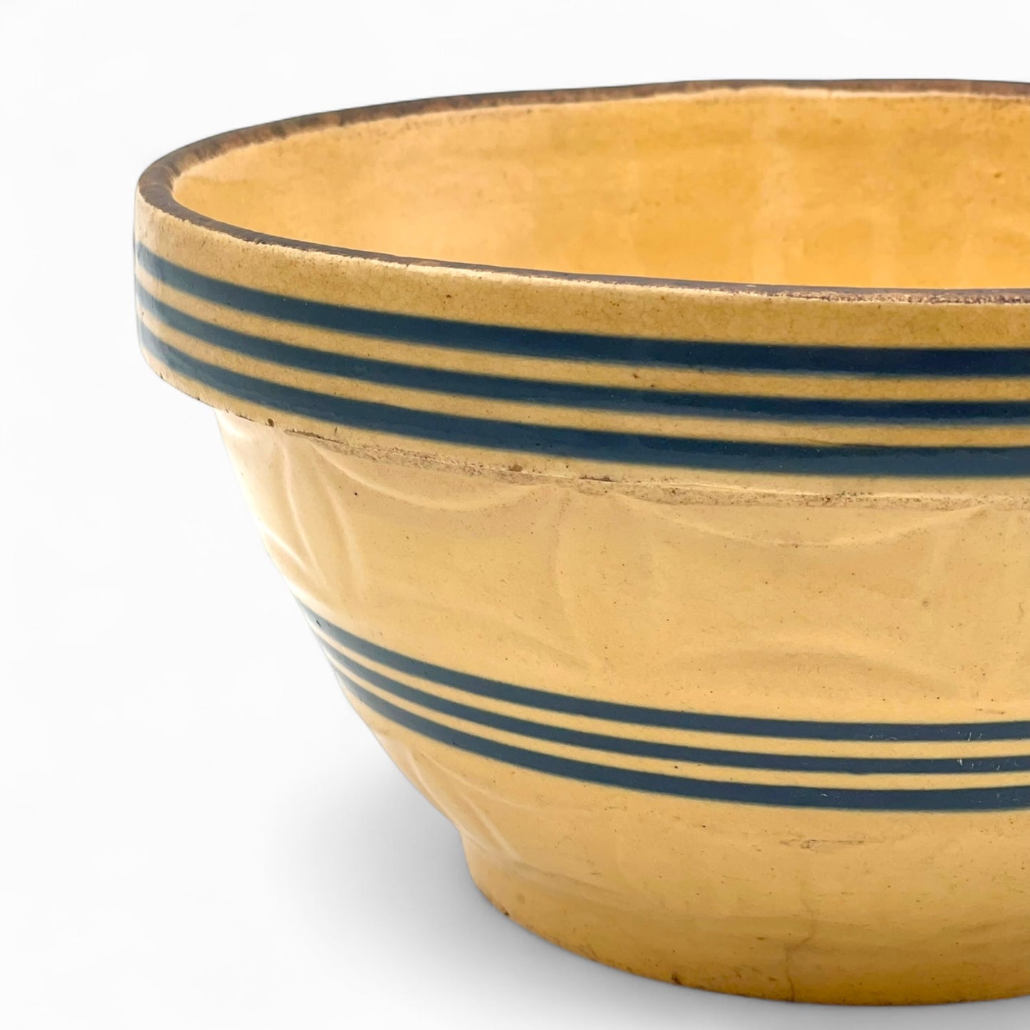 Antique blue stripes ornate mixing bowl