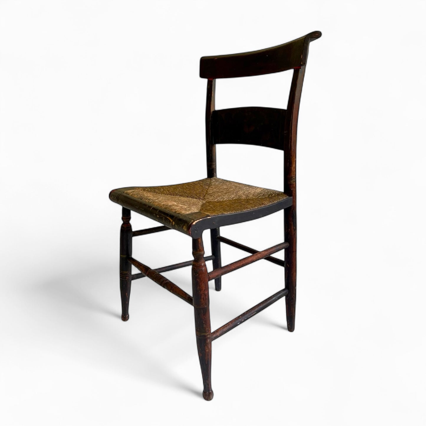 Antique Hitchcock style chair with rush seat