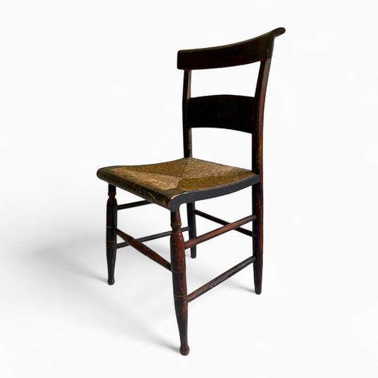 Antique Hitchcock style chair with rush seat