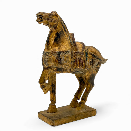 Vintage giltwood sculpture of a Tang Dynasty style horse