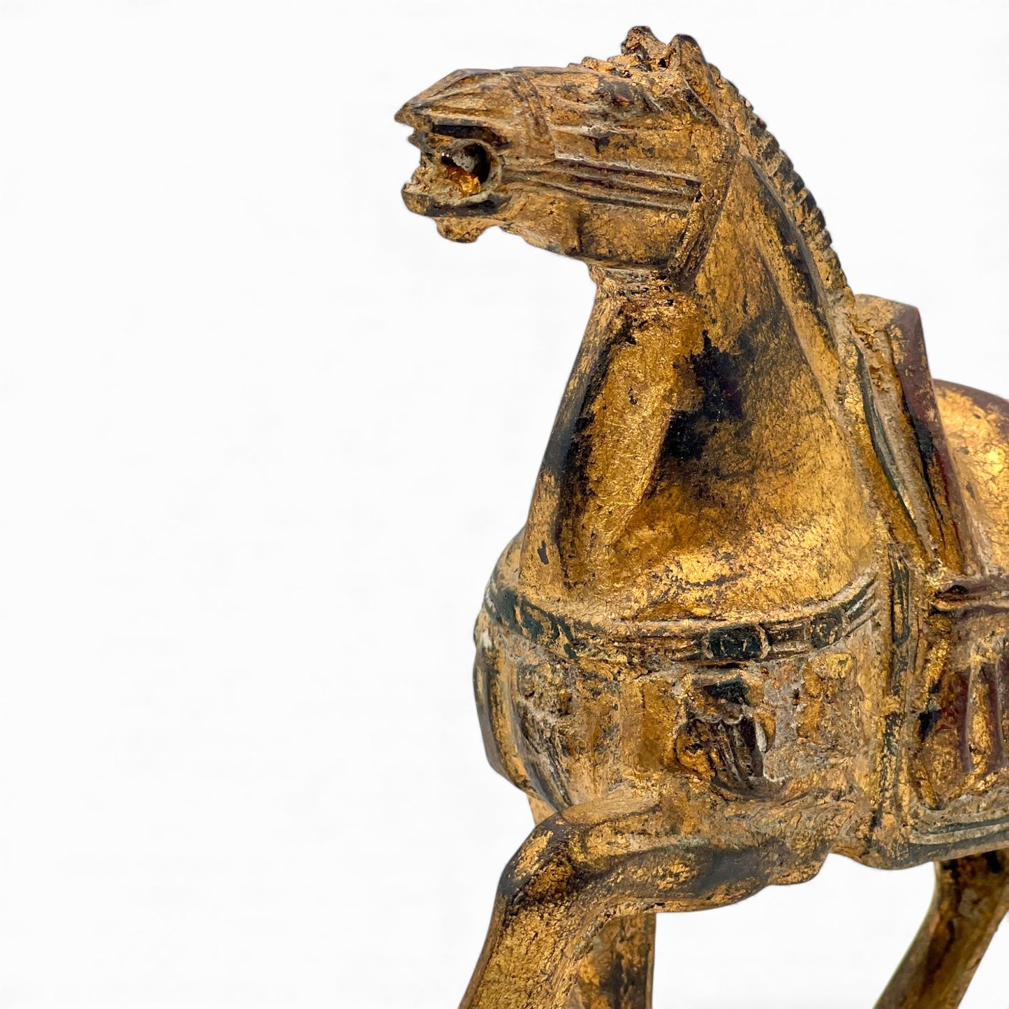 Vintage giltwood sculpture of a Tang Dynasty style horse