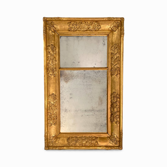 Antique French Louis XV gilded wood mirror
