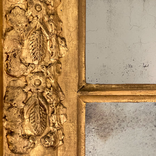 Antique French Louis XV gilded wood mirror